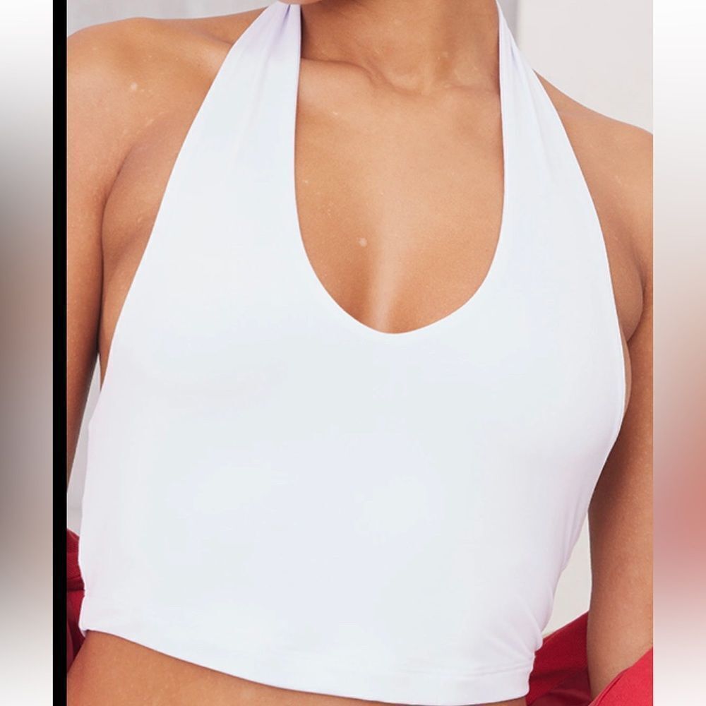PRETTYLITTLETHINGS White Slinky Neck Halter Top NWT IN PKG WHITE SIZE 4
